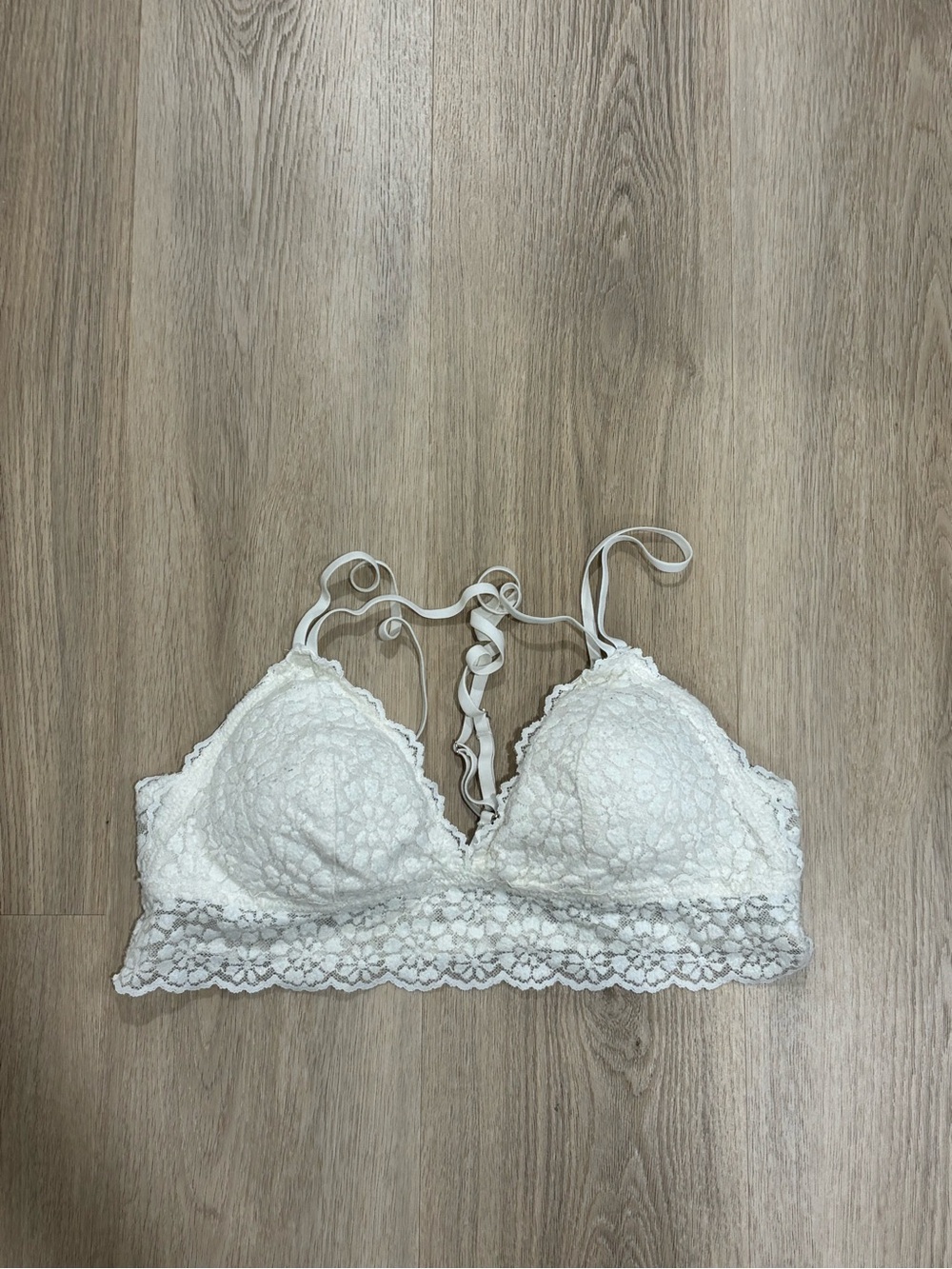 aerie White Floral Lace Bralette